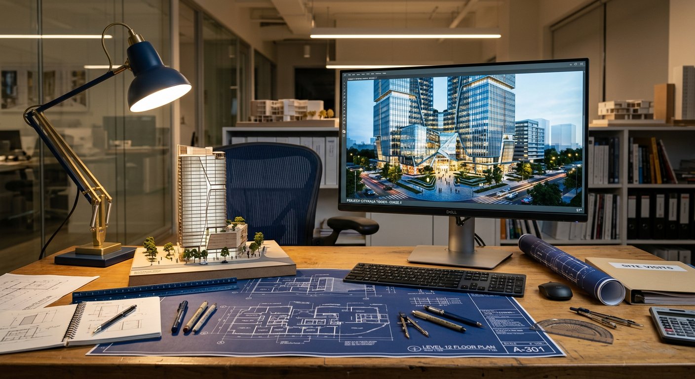 3D architectural rendering and engineering plans